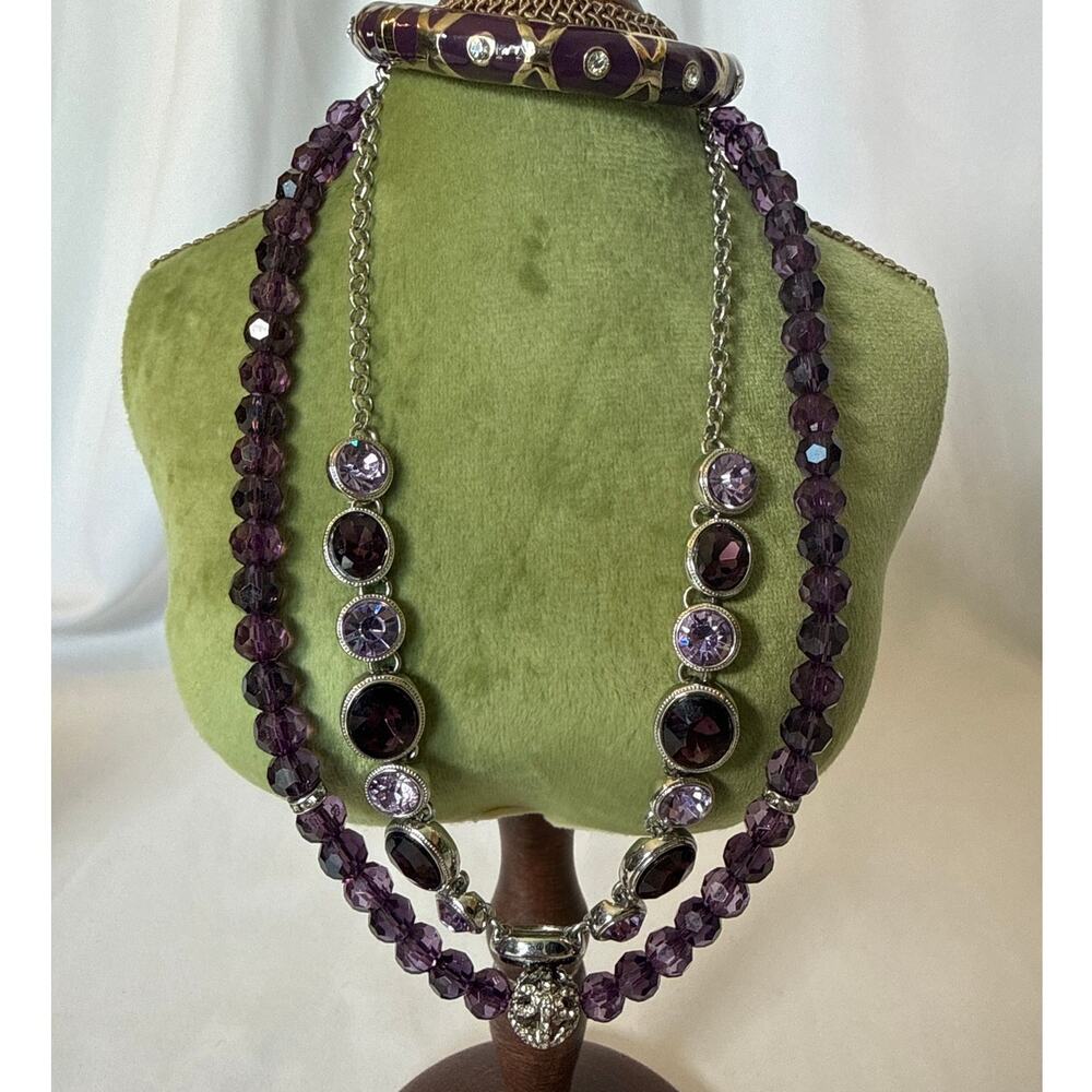 Purple Statement Jewelry Bundle – Monet, Chaps & Crystal Hinged Bangle 3 Pieces